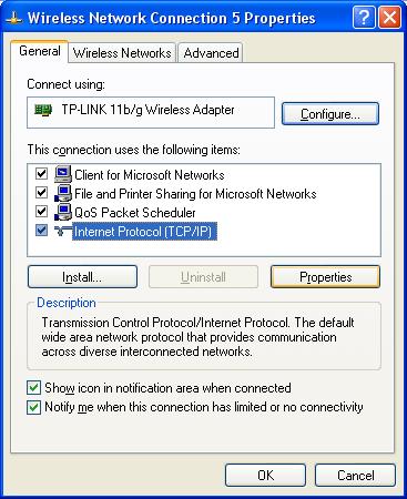 Wireless Network Connection Properties