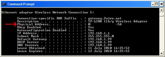 Wireless MAC Address